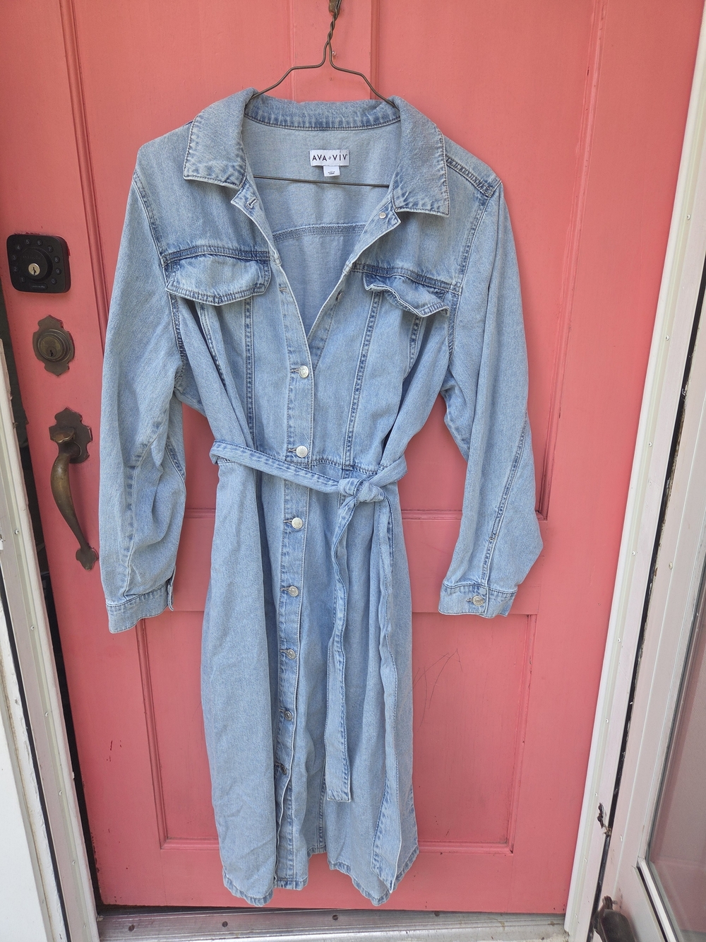 Ava & Viv Long Sleeve Denim Shirtdress Blue 2X Like New